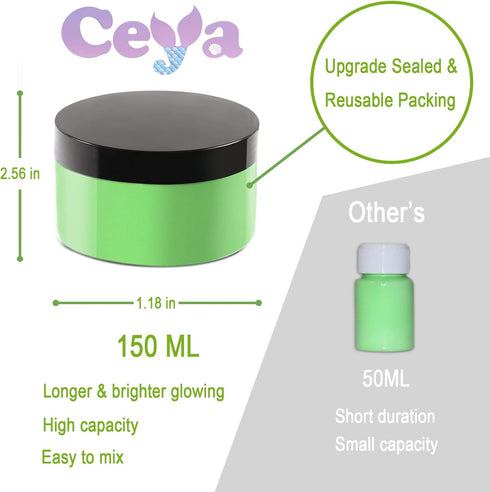 Ceya Fluorescent Blue Glow Powder, 5.3oz/150g Glow in The Dark Pigment Powder, Luminous Powder Resin Color Pigment, Fluorescent Pigment Dye for Ep...