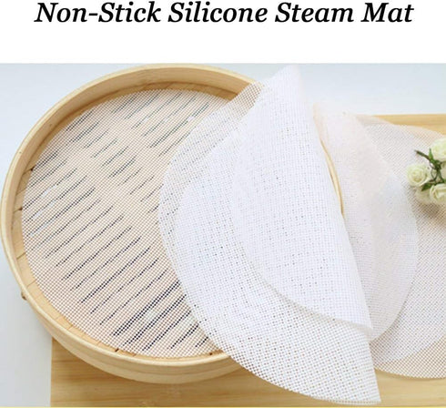 Stohua 5 pcs Non Stick Silicone Steamer Liners Mesh Mat Round Pad for Bamboo Steamer, Reusable,Flexible-11" Diameter...