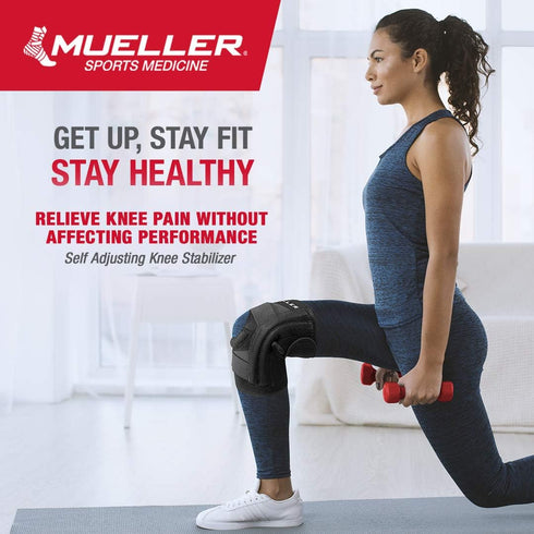 MUELLER Sports Medicine Self Adjusting Knee Stabilizer, Knee Pain Relief Support for Men and Women, Ideal for Arthritis, Sprains, Black, One Size...