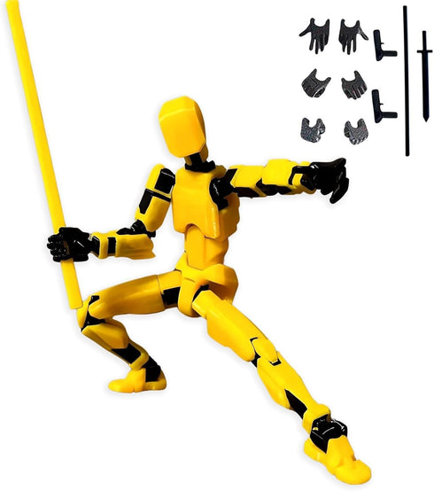 T13 Action Figure?Titan 13 Action Figure 3D Printed Multi-Jointed Movable Robot?Dummy 13 Multi-Jointed Action Figures?Birthday Gifts for Him?Yello...