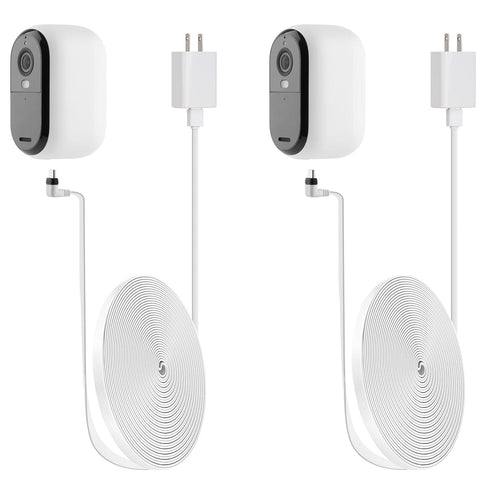 iTODOS 2 Pack 16.4ft/5m Charging Cable for Arlo Essential 2K Outdoor Security Camera (2nd Generation) with Adapter, Weatherproof Outdoor Flat Powe...