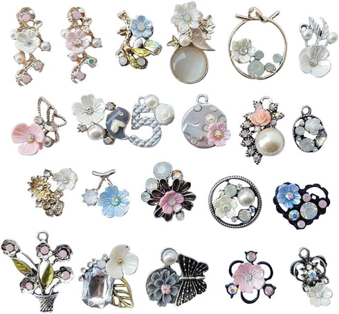 Chenkou Craft Random 20pcs Wholesale Lots Mix Alloy Resin Rhinestone Flowers Pendants Charms Beads Bracelet Necklace Jewelry Findings...