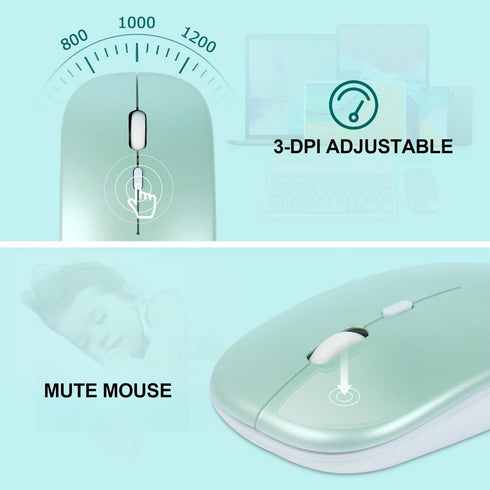 Bluetooth Keyboard and Mouse Combo Ultra-Slim Portable Rechargeable Compact Wireless Mouse Keyboard Set for Pad/iPad Pro/iPad Mini/iPad Air Mac OS...