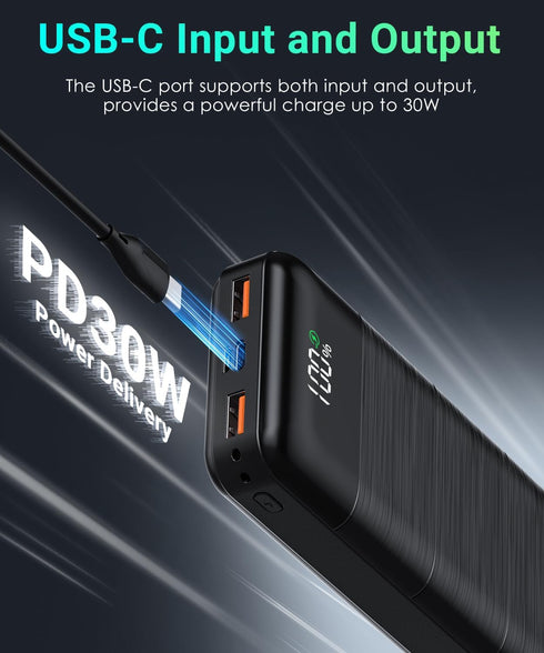 Power-Bank-Portable-Charger - 32000mAh Power Bank Output PD 30W and QC4.0 Fast Charger Portable Charger with Built-in LED Display Compatible with ...