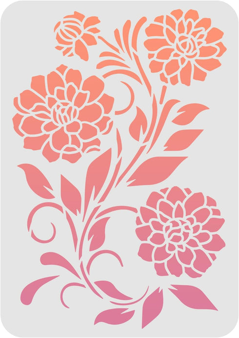 FINGERINSPIRE Dahlia Stencil 11.7x8.3 inch Plastic Flowers Drawing Painting Stencils Daisy Bloom Flower Leaf Pattern Reusable Stencils for Paintin...
