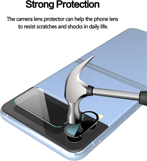 YWXTW for 2 Pack Samsung Galaxy Z Flip 4 Front Screen Protector and 2 Pack Camera Lens Protector, HD Clear Anti-Scratch Tempered Glass Camera Scre...