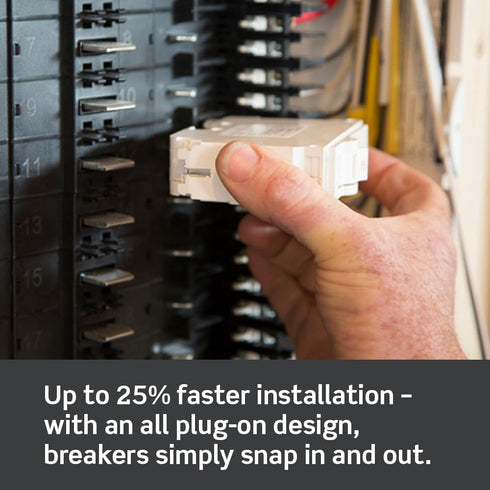 Leviton LB125-T 25A 1-Pole Plug-On Standard Branch Circuit Breaker, Thermal Magnetic, 120 VAC, White...