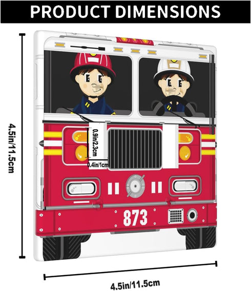 Fire Truck Light Switch Cover Cute Cartoon Male And Female Firefighters Fireman Emergency Vehicle 2-Gang Toggle Wall Plate Outlet Plug Covers for ...