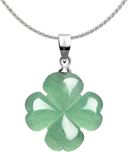 St. Patrick's Day Four Leaf Clover Pendant Necklace Green Aventurine Gemstone Pendant Necklace 18"...