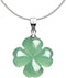 St. Patrick's Day Four Leaf Clover Pendant Necklace Green Aventurine Gemstone Pendant Necklace 18"...