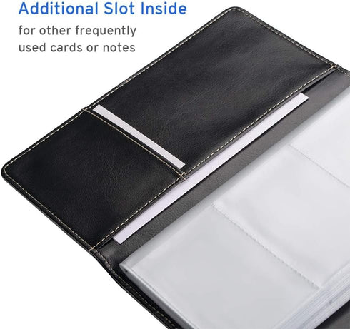 Sooez Leather Professional Business Card Book Holder Organizer, 240 Card Capacity PU Name Card Credit Cards Booklet (Purple)...