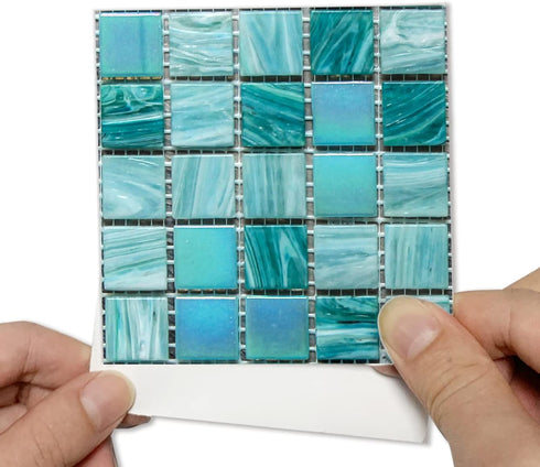 25Pcs Self-adhesive Mosaic Tile transfer for Home Decor, Peel and stick Tile Decal, Water-proof Backsplash Tile Sticker for Kitchen Bathroom,4x4in...