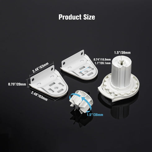 Rollerhouses RHSA38-A 38mm Metal Roller Blind Fittings Repair Parts Kit Brackets Heavy Duty 1.5 Inch/Rollease Skyline Roller Shade Mounting Bracke...