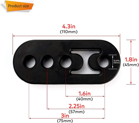 Exhaust Hanger Rubber Muffler Hanger Universal-(2PCS), Hole Diameter 12mm (0.47inch) Universal, Muffler Bracket Mount, High Density Rubber Isolato...