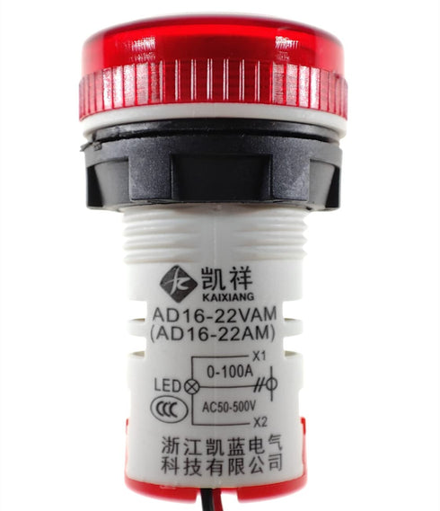 3pcs AC Current and Voltage Indicator with Two-Digit Display, 22mm Round Head LED Multi-Function Measuring Instrument Monitor Green red Yellow...