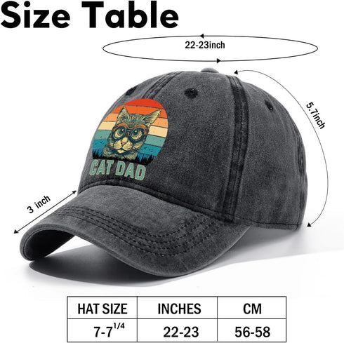 Cat Dad Adjustable Washed Cotton Baseball Cap, Funny Cat Retro Trucker Hat Gift for Men Grandpa Dad Cat Lover...