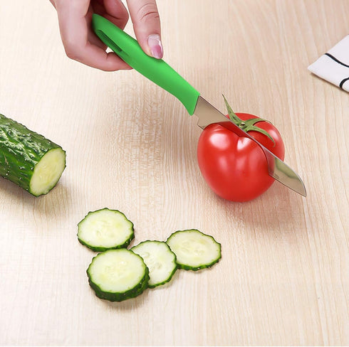 Paring Knife, New Sharp and Durable Fruit Knife with Protective Cover, Suitable for Most Types of Vegetables, Fruits and Meat,6 Pieces (pink, Blue...