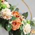 Floral Hoop Wreath Iron Artificial Rose Flower Wreath Artificial Flower Round Frame Garland for Front Door Wedding Party Nursery Decor - Orange...