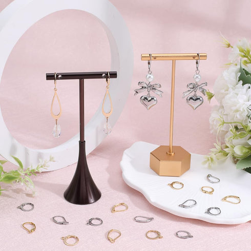 SUNNYCLUE 1 Box 80Pcs Leverback Earring Findings Huggie Hoop Earring Findings Lever Back Earring Hooks Lever Back Earring Hook Earwires for Jewelr...