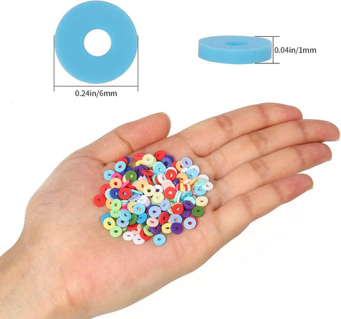 3600 pcs Light Gray Clay Beads for Bracelets Making, 10 Strands Flat Round Polymer Clay Beads 6mm Spacer Heishi Beads for Jewelry Making Earring N...