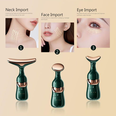 Firming Wrinkle Beauty Devicer for Facial/Neck/Eye, Multifunctional Vibration Massage Instrument, 3-in-1 Facial Skincare Instrument for Skin Care ...