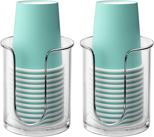 Bathroom Cup Dispenser 5 oz Countertop,2 Pack Mouthwash Cup Holder for Bathroom,PC Small Disposable Cup Holder for 5oz Paper Cups and Mouthwash Cu...