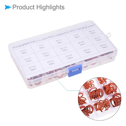 Silicone Rubber O Ring Assortment Kit, 15 Sizes, Silicone Flexible Nitrile Metric Pressure Washer O-Rings Gasket -(Applications: for Automotive Pl...