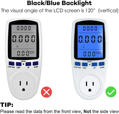 US Plug Multi Functional Power Meter with Backlight Monitor, Voltage Electricity Power Measurement Socket Outlet, Home Tools Kits...