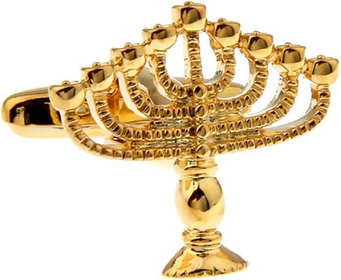 Jewish Hanukkah Chanukah Menorah Hanukkiah Holiday Pair Cufflinks in a Presentation Gift Box & Polishing Cloth...