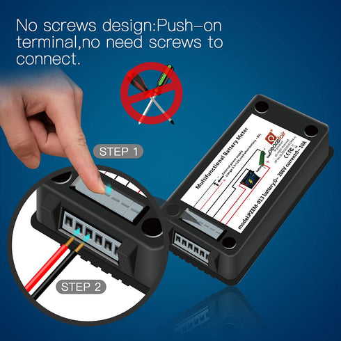DC Multifunction Battery Monitor Meter,0-200V,0-10A (Widely Applied to 12V/24V/48V RV/Car Battery) LCD Display Digital Current Voltage Solar Power...
