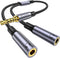 MOSWAG Headphone Mic Splitter 3.5mm Headset Y Adapter 2 Female to 1 Male 3.5mm Jack Cable, Mic Audio Splitter, Headset Splitter Cable with Separat...