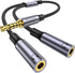 MOSWAG Headphone Mic Splitter 3.5mm Headset Y Adapter 2 Female to 1 Male 3.5mm Jack Cable, Mic Audio Splitter, Headset Splitter Cable with Separat...