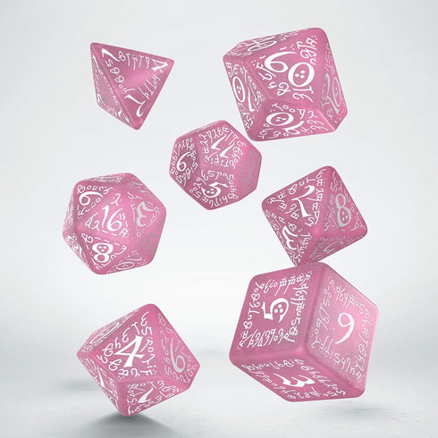 Elvish Shimmering Pink & White Dice Set by Q-Workshop, Dice Board Game...