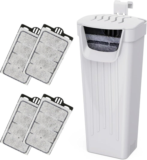 Aquarium Power Filter(3.5W), Turtle Tank Filter, Silent Low-Water Filter for Small Fish Tank, Reptile Tank Up to 15Gallon, with 4pcs Cartridges.(W...