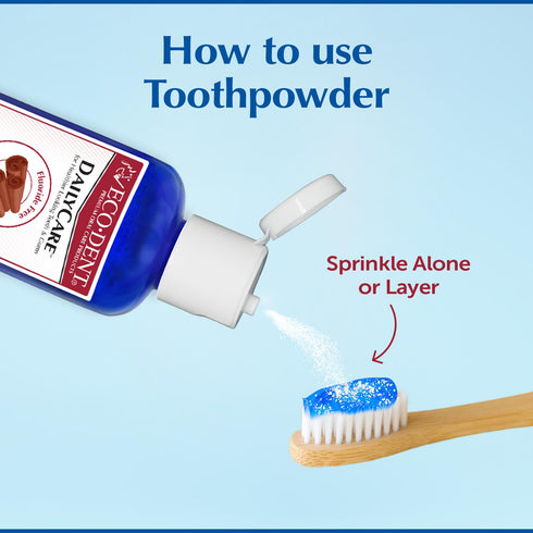 Eco-Dent DailyCare Baking Soda Toothpowder, Cinnamon - Fluoride-Free Toothpaste Powder, SLS-Free Tooth Powder with Baking Soda, Minerals, and Esse...