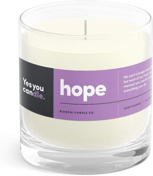 Hope, Inspirational 8oz Highly Scented Candle, Soy, Made in USA, Great Message, Pure Essential Oils, Holiday Gift, Aromatherapy, 100% Pure, Vanill...