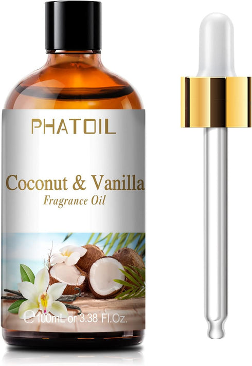 3.38FL.OZ Coconut & Vanilla Fragrance Oils for Aromatherapy, Essential Oils for Diffusers for Home, Perfect for Diffuser, Yoga, DIY Candle and Soa...