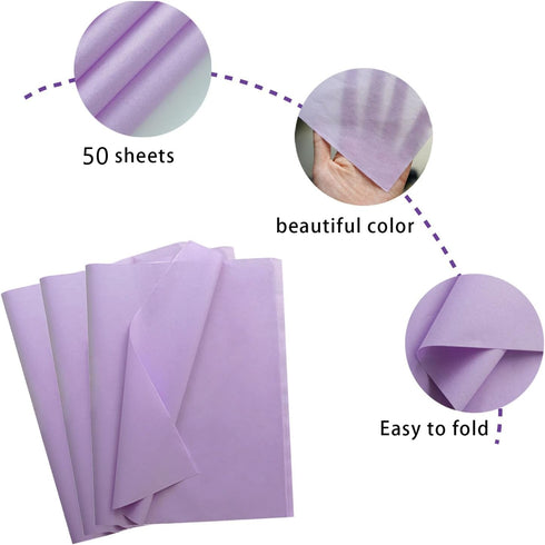 50 Sheets 20"X28" Full Size Lavender Purple Tissue Paper Bulk for Gift Bags Gift Wrapping Weddings Birthday Showers Arts Craft Party Decoration...