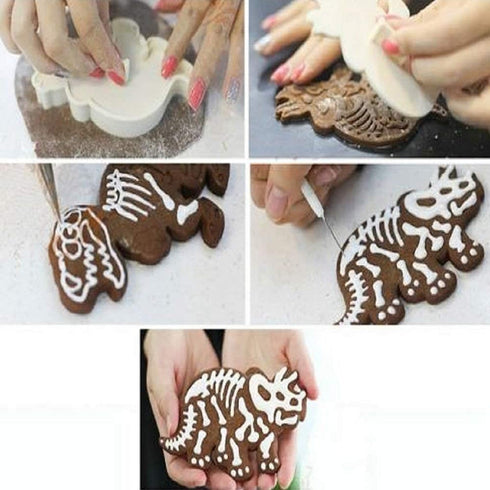 Dinosaur Cookie Cutters for Kids By Garloy,3 Sets Dino Cookie Cutters With T-Rex Stegosaurus Triceratops Skeleton Fossil...