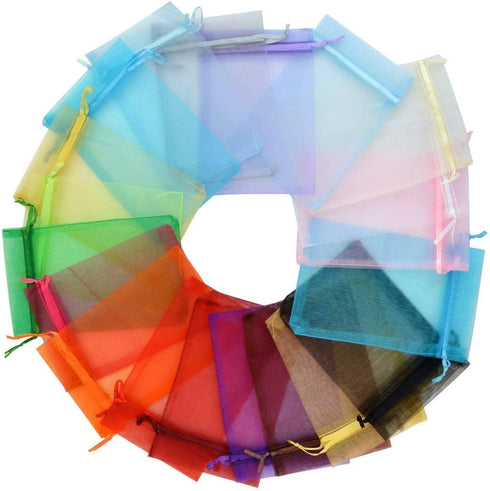 50pcs Organza Bags-Mix Color 3.54''x4.33''(9x11cm) Satin Drawstring Organza Pouch Wedding Party Favor Gift Bag Jewelry Watch Bags...