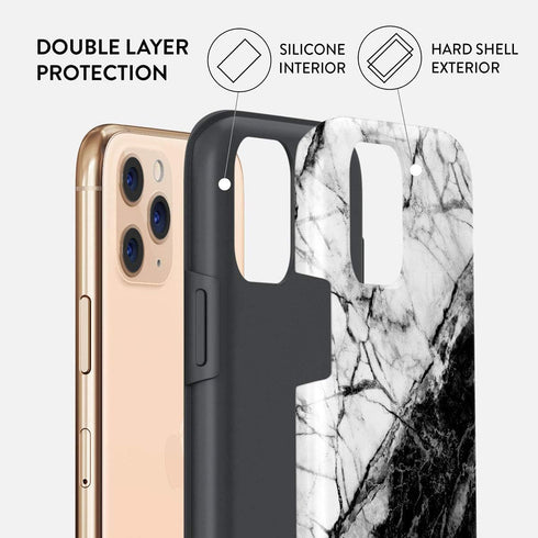 BURGA Phone Case Compatible with iPhone 11 PRO - Hybrid 2-Layer Hard Shell + Silicone Protective Case -Fatal Contradiction Black and White Marble ...