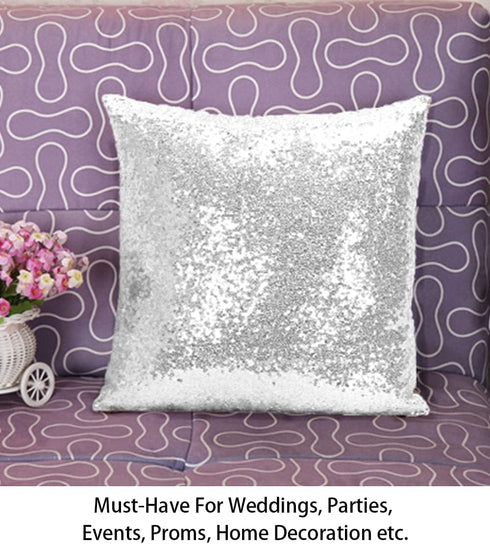ShinyBeauty Sequin Pillow Case 24x24-Inch Silver Sequins Decorative Throw Pillows Covers Sequins Pillow Cover Pillows Cushion Cases Sofa Accent Pi...
