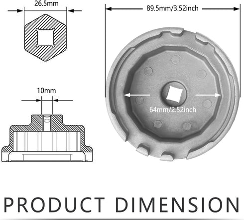 Oil Filter Wrench Compatible with Toyota 4Runner Sienna Tundra Tacoma with 2.5L to 5.7L Engines,Car Accessories 64mm Oil Filter Removal Tool with ...