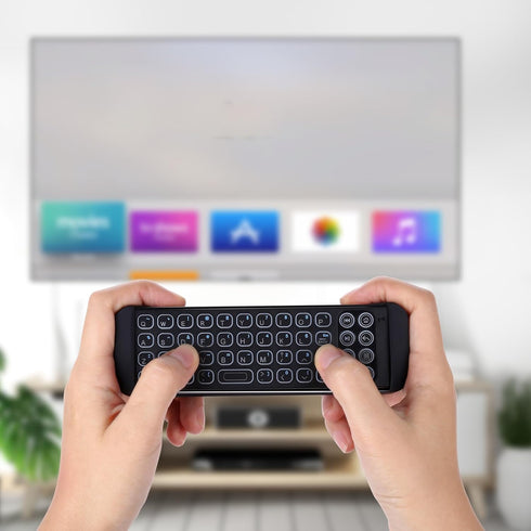 iPazzPort Mini Bluetooth Keyboard Ergonomic with Backlit Wireless Portable Rechargeable QWERTY Keyboard for Apple TV 4K Fire TV Smart TV/Phone and...