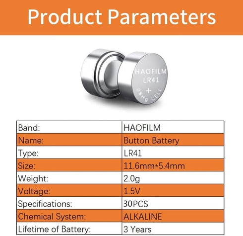 LR41 AG3 392 384 192 Premium Alkaline Battery,1.5V Round Button Coin Cell Batteries (30 Pack)...