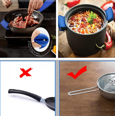 Silicone Hot Pan Handle Holder, 3Pcs Heat Resistant Non Slip Rubber Pot Handle Covers for Cast Iron Skillet Griddles Metal Frying Pans Kitchen Coo...