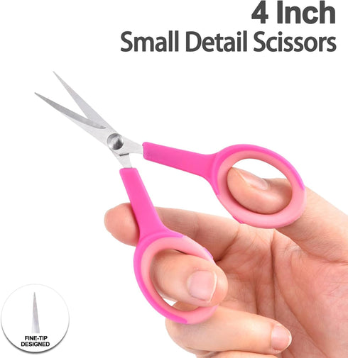 Premium Sewing Scissors Bundle, 8" Heavy Duty Fabric Scissors, 5" Detail Embroidery Scissors, 4" Small Selvedge Scissors, 5" Thread Snips, Tailori...