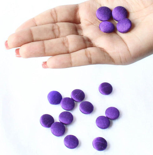 Round Handmade Buttons 12 Purple Button Dupion Fabric Covered for Sewing Scrapbooking Clothes Craft...