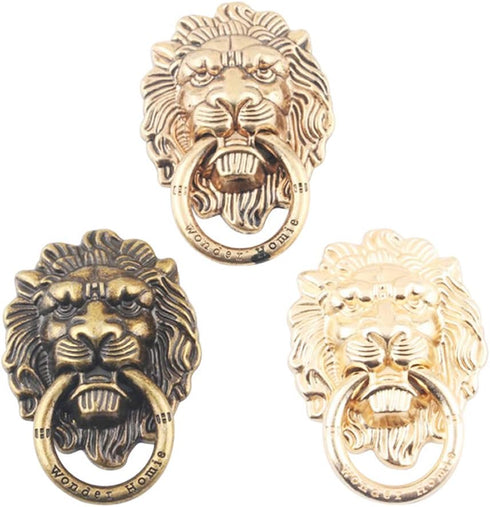 3Pcs Phone Holder Metal Lion Mobile Phone Ring Stand Universal Desktop Bracket Plating Retro Style Lion Head Finger Holder Buckle...