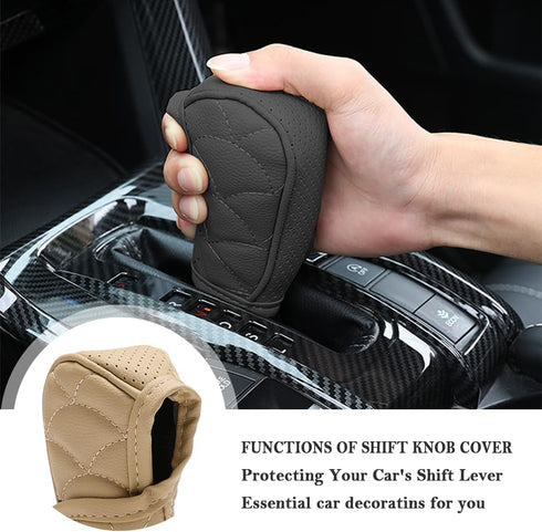 Car Gear Shift Cover,Leather Gear Shifter Cover for Protecting Stick Shift Knob,Universal Breathable Car Shifter Cover Car Interior Accessories fo...